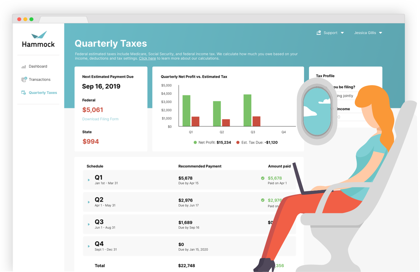 Hammock helps you visualize and determine your federal quarterly estimated tax payments.